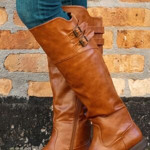 New Journee Collection Cognac Over the Knee Boots Size 8M